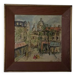 Huile sur Isorel par Monick place du Tertre XXe Paris