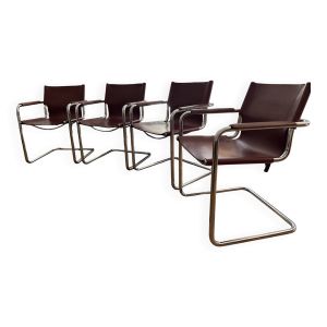 Suite 4 fauteuils cuir signés ''Matteo Grassi'' - Années 60