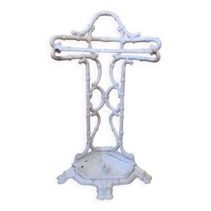 Ancien porte-parapluie victorien, fin XIXème en fonte laqué blanc