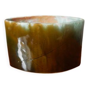 Vase céramique design contemporain fabrication artisanale motif organique tons verts kaki turquoise