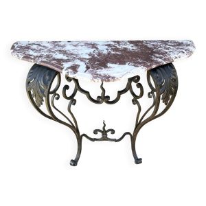 Console en fer forgé et marbre, XXème s