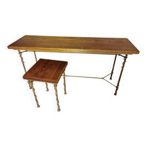 Console et table d'appoint en fer forgé imitant le lierre