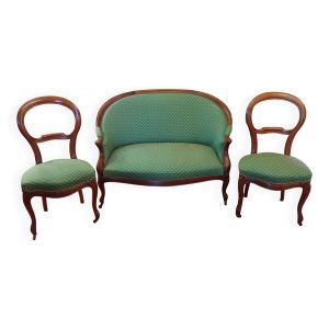 Ancienne banquette et ses deux chaises ancien salon  style Louis XV