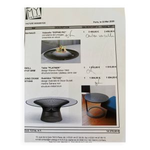 Table ''PLATNER'' design Warren Platner 1962 structure bronze / plateau verre