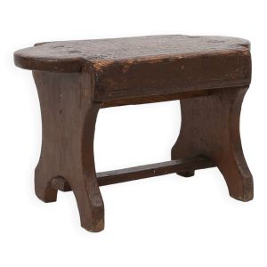 Tabouret bas rustique français en bois peint, vers 1900