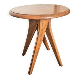 Guéridon chêne massif – Design scandinave des années 50