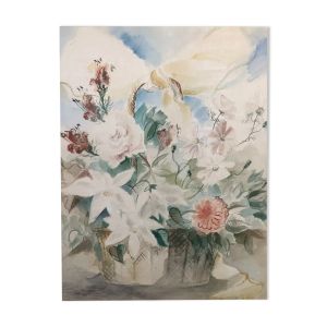 Tableau peinture ancienne nature morte aquarelle
