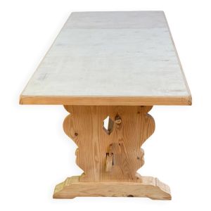Table de ferme monastère rénovée en bois pin XXème 180cm