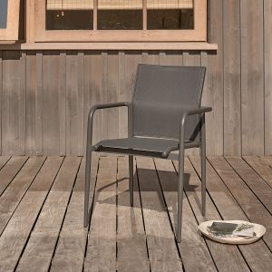Fauteuil en aluminium et textilène gris