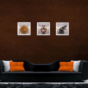 Sticker effet 3D plat et chat