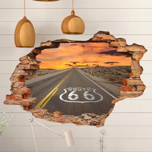 Sticker trompe l'oeil route 66