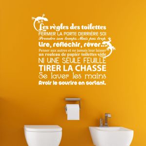 Sticker citation Les r&egrave;gles des toilettes