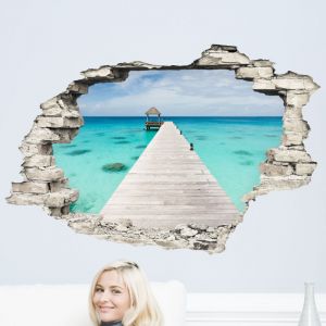 Sticker Trompe l'œil Vue sur la mer bleue