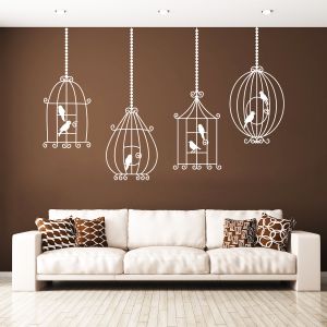 Sticker cages d'oiseaux romantique