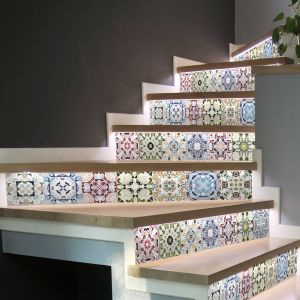 Stickers escalier carrelages ornements anciens x 2