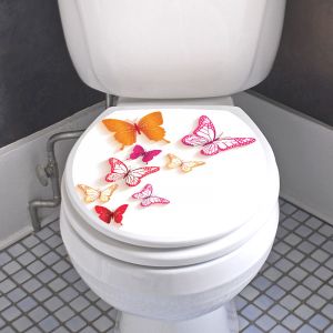 Sticker abattant toilette avec les papillons coloré