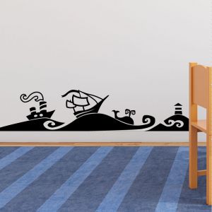 Sticker vagues de la mer et des bateaux