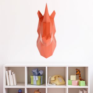 Sticker origami 3D licorne rose