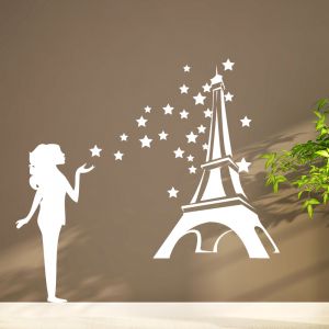 Sticker Femme et Tour Eiffel