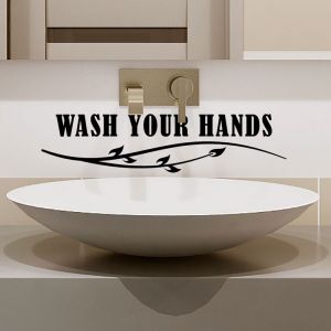 Sticker Salle de bain  citation wash your hands
