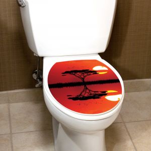 Sticker abattant toilette coucher du soleil Africain