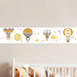 Stickers frise chambre enfant animaux volants vers le soleil