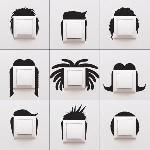 10 Stickers interrupteur coupes de coiffures