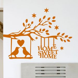 Sticker home sweet home avec oiseaux