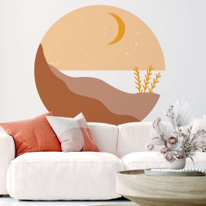 Fresque Papier peint pr&eacute;encoll&eacute; rond bord de mer beige