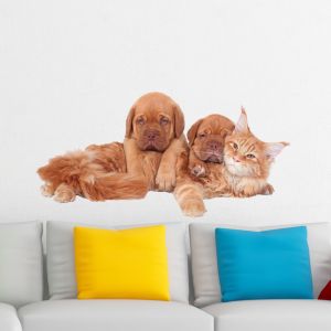 Sticker Chiots et chat