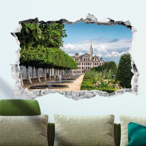 Sticker trompe l'oeil le jardin du Mont des Arts à Bruxelles