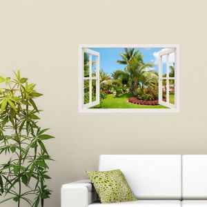 Sticker trompe l'oeil Jardin tropical