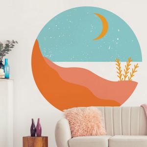 Fresque Papier peint pr&eacute;encoll&eacute; rond bord de mer bleu ciel