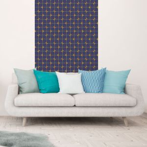 Papier peint préencollé rétro mauve et jaune H300 x L60 cm