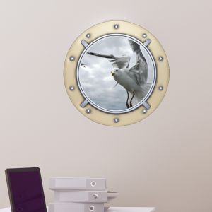 Sticker Hublot trompe l'oeil Mouette