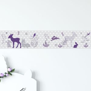 Stickers frise animaux scandinaves heureux de la for&ecirc;t