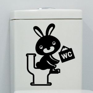 Sticker toilettes lapin rieur