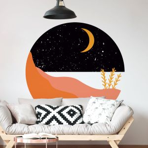 Fresque Papier peint pr&eacute;encoll&eacute; rond bord de mer noir