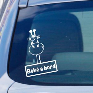 Sticker voiture Bébé à bord girafe