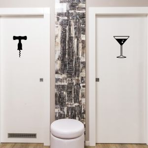 Sticker porte de toilette homme, femme festif