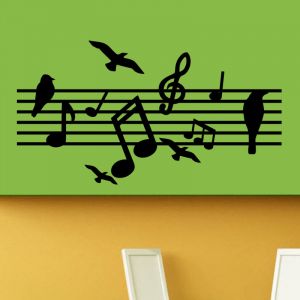 Sticker oiseaux sur une partition de solf&egrave;ge