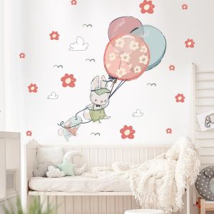 Stickers chambre enfant animaux dans les airs et les ballons volants