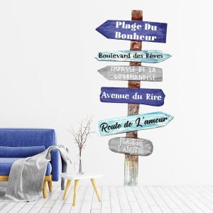 Sticker panneau bord de mer directions de la joie