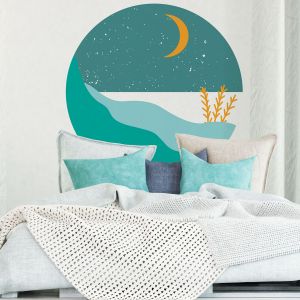 Fresque Papier peint pr&eacute;encoll&eacute; rond bord de mer turquoise