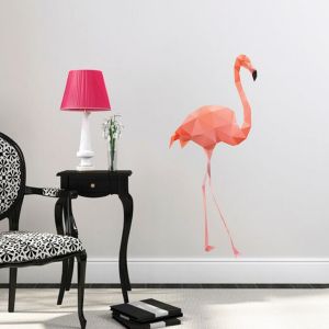Sticker origami flamant rose