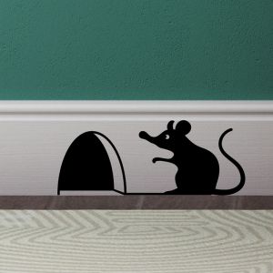 Sticker trou de souris avec la souris assis