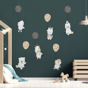 Stickers animaux rigolos et les ballons dans les airs