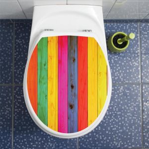 Sticker abattant toilette bois multi couleurs