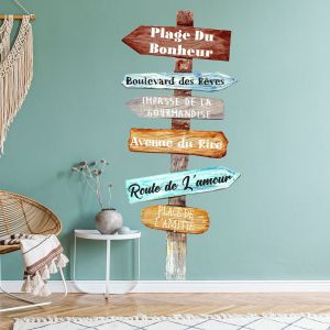 Sticker panneau bord de mer directions du bonheur
