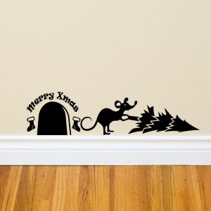 Sticker trou de souris avec l'arbre de Noël